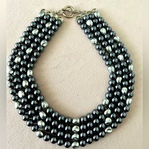 Beaded choker necklace with toggle clasp.